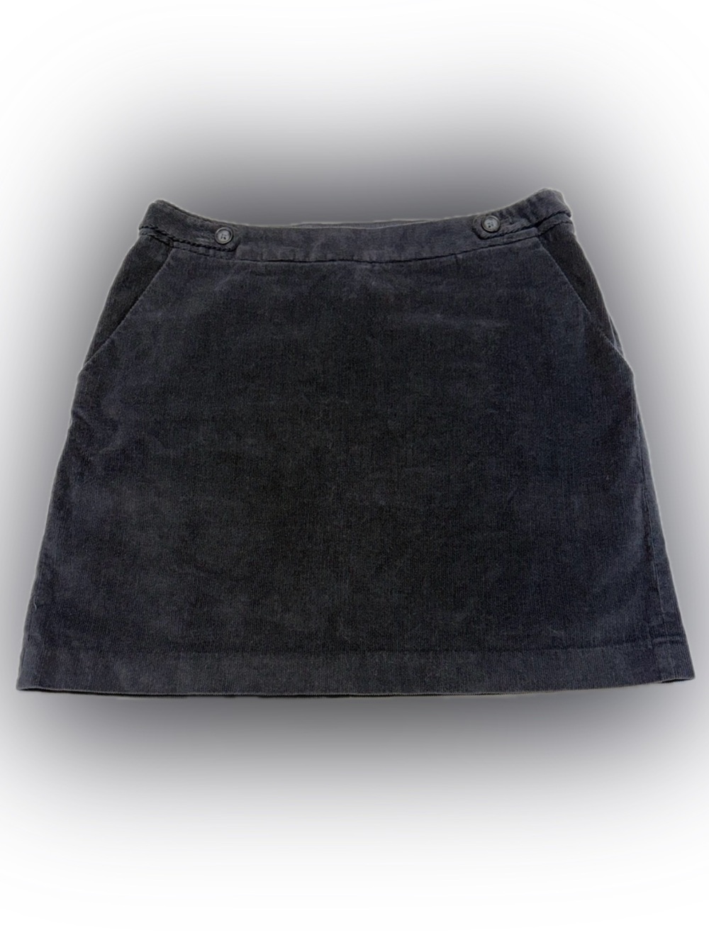 Banana Republic Charcoal Corduroy A Line Button Tab Mini Skirt 8
